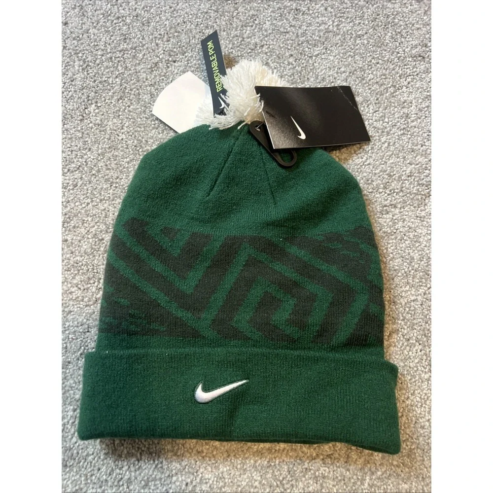 New Nike Mens Michigan State Spartans Beanie‎ Winter Pom Hat Size Adult